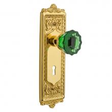 Nostalgic Warehouse 723800 - Nostalgic Warehouse Egg & Dart Plate with Keyhole Double Dummy Crystal Emerald Glass Door Knob
