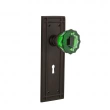 Nostalgic Warehouse 723886 - Nostalgic Warehouse Mission Plate with Keyhole Double Dummy Crystal Emerald Glass Door Knob in Oil