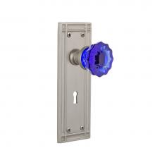 Nostalgic Warehouse 723888 - Nostalgic Warehouse Mission Plate with Keyhole Double Dummy Crystal Cobalt Glass Door Knob in Sati