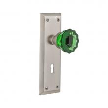 Nostalgic Warehouse 723930 - Nostalgic Warehouse New York Plate with Keyhole Double Dummy Crystal Emerald Glass Door Knob in Sa