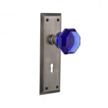 Nostalgic Warehouse 723941 - Nostalgic Warehouse New York Plate with Keyhole Double Dummy Waldorf Cobalt Door Knob in Antique P