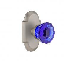 Nostalgic Warehouse 724223 - Nostalgic Warehouse Cottage Plate Privacy Crystal Cobalt Glass Door Knob in Satin Nickel