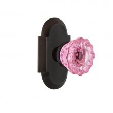 Nostalgic Warehouse 724225 - Nostalgic Warehouse Cottage Plate Privacy Crystal Pink Glass Door Knob in Timeless Bronze