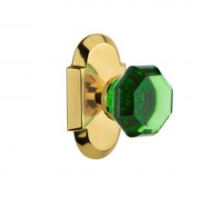 Nostalgic Warehouse 724274 - Nostalgic Warehouse Cottage Plate Privacy Waldorf Emerald Door Knob in Polished Brass