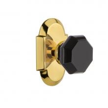 Nostalgic Warehouse 724275 - Nostalgic Warehouse Cottage Plate Privacy Waldorf Black Door Knob in Polished Brass