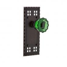 Nostalgic Warehouse 724304 - Nostalgic Warehouse Craftsman Plate Privacy Crystal Emerald Glass Door Knob in Timeless Bronze