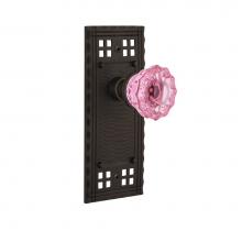 Nostalgic Warehouse 724305 - Nostalgic Warehouse Craftsman Plate Privacy Crystal Pink Glass Door Knob in Oil-Rubbed Bronze