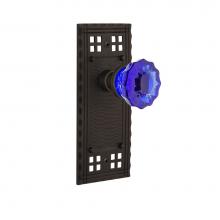 Nostalgic Warehouse 724306 - Nostalgic Warehouse Craftsman Plate Privacy Crystal Cobalt Glass Door Knob in Oil-Rubbed Bronze