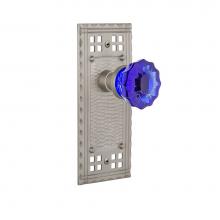 Nostalgic Warehouse 724309 - Nostalgic Warehouse Craftsman Plate Privacy Crystal Cobalt Glass Door Knob in Satin Nickel