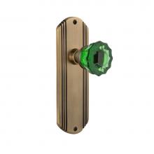 Nostalgic Warehouse 724356 - Nostalgic Warehouse Deco Plate Privacy Crystal Emerald Glass Door Knob in Antique Brass