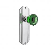 Nostalgic Warehouse 724362 - Nostalgic Warehouse Deco Plate Privacy Crystal Emerald Glass Door Knob in Bright Chrome