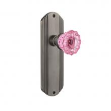 Nostalgic Warehouse 724366 - Nostalgic Warehouse Deco Plate Privacy Crystal Pink Glass Door Knob in Antique Pewter