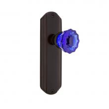 Nostalgic Warehouse 724382 - Nostalgic Warehouse Deco Plate Privacy Crystal Cobalt Glass Door Knob in Timeless Bronze