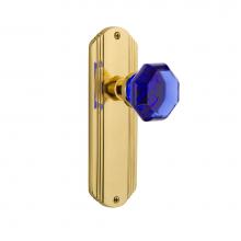 Nostalgic Warehouse 724430 - Nostalgic Warehouse Deco Plate Privacy Waldorf Cobalt Door Knob in Polished Brass