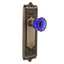 Nostalgic Warehouse 724467 - Nostalgic Warehouse Egg & Dart Plate Privacy Crystal Cobalt Glass Door Knob in Antique Brass