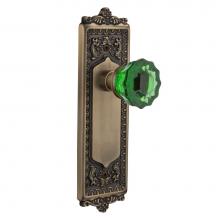 Nostalgic Warehouse 724468 - Nostalgic Warehouse Egg & Dart Plate Privacy Crystal Emerald Glass Door Knob in Antique Brass