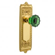 Nostalgic Warehouse 724483 - Nostalgic Warehouse Egg & Dart Plate Privacy Crystal Emerald Glass Door Knob in Polished Brass