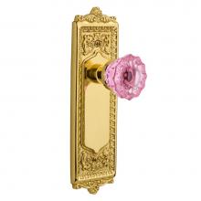 Nostalgic Warehouse 724505 - Nostalgic Warehouse Egg & Dart Plate Privacy Crystal Pink Glass Door Knob in Unlaquered Brass