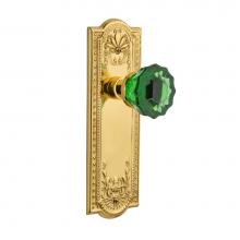 Nostalgic Warehouse 724581 - Nostalgic Warehouse Meadows Plate Privacy Crystal Emerald Glass Door Knob in Polished Brass