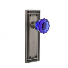 Nostalgic Warehouse 724672 - Nostalgic Warehouse Mission Plate Privacy Crystal Cobalt Glass Door Knob in Antique Pewter