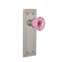 Nostalgic Warehouse 724677 - Nostalgic Warehouse Mission Plate Privacy Crystal Pink Glass Door Knob in Satin Nickel