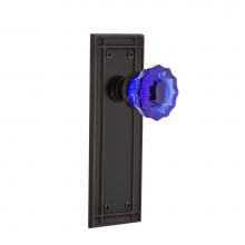 Nostalgic Warehouse 724681 - Nostalgic Warehouse Mission Plate Privacy Crystal Cobalt Glass Door Knob in Timeless Bronze
