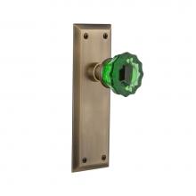 Nostalgic Warehouse 724734 - Nostalgic Warehouse New York Plate Privacy Crystal Emerald Glass Door Knob in Antique Brass