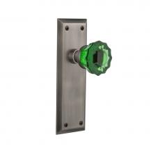 Nostalgic Warehouse 724737 - Nostalgic Warehouse New York Plate Privacy Crystal Emerald Glass Door Knob in Antique Pewter