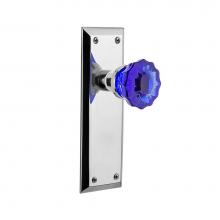 Nostalgic Warehouse 724748 - Nostalgic Warehouse New York Plate Privacy Crystal Cobalt Glass Door Knob in Bright Chrome