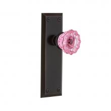 Nostalgic Warehouse 724759 - Nostalgic Warehouse New York Plate Privacy Crystal Pink Glass Door Knob in Timeless Bronze