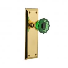 Nostalgic Warehouse 724764 - Nostalgic Warehouse New York Plate Privacy Crystal Emerald Glass Door Knob in Unlaquered Brass
