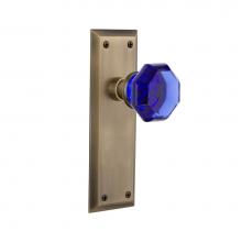 Nostalgic Warehouse 724780 - Nostalgic Warehouse New York Plate Privacy Waldorf Cobalt Door Knob in Antique Brass