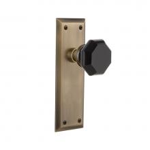 Nostalgic Warehouse 724795 - Nostalgic Warehouse New York Plate Privacy Waldorf Black Door Knob in Antique Brass