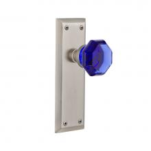 Nostalgic Warehouse 724812 - Nostalgic Warehouse New York Plate Privacy Waldorf Cobalt Door Knob in Satin Nickel