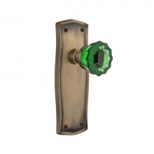 Nostalgic Warehouse 724846 - Nostalgic Warehouse Prairie Plate Privacy Crystal Emerald Glass Door Knob in Antique Brass
