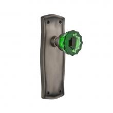 Nostalgic Warehouse 724849 - Nostalgic Warehouse Prairie Plate Privacy Crystal Emerald Glass Door Knob in Antique Pewter