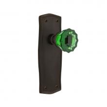 Nostalgic Warehouse 724864 - Nostalgic Warehouse Prairie Plate Privacy Crystal Emerald Glass Door Knob in Oil-Rubbed Bronze