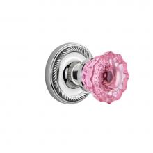 Nostalgic Warehouse 724962 - Nostalgic Warehouse Rope Rosette Privacy Crystal Pink Glass Door Knob in Bright Chrome