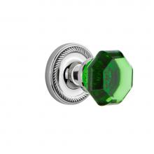 Nostalgic Warehouse 725026 - Nostalgic Warehouse Rope Rosette Privacy Waldorf Emerald Door Knob in Bright Chrome