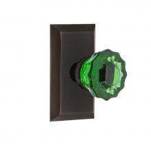 Nostalgic Warehouse 725097 - Nostalgic Warehouse Studio Plate Privacy Crystal Emerald Glass Door Knob in Timeless Bronze