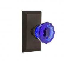 Nostalgic Warehouse 725099 - Nostalgic Warehouse Studio Plate Privacy Crystal Cobalt Glass Door Knob in Oil-Rubbed Bronze