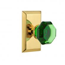 Nostalgic Warehouse 725140 - Nostalgic Warehouse Studio Plate Privacy Waldorf Emerald Door Knob in Polished Brass