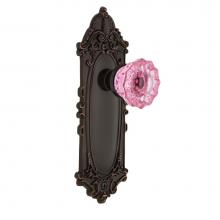 Nostalgic Warehouse 725202 - Nostalgic Warehouse Victorian Plate Privacy Crystal Pink Glass Door Knob in Timeless Bronze