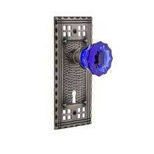 Nostalgic Warehouse 725268 - Nostalgic Warehouse Craftsman Plate with Keyhole Privacy Crystal Cobalt Glass Door Knob in Antique