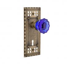 Nostalgic Warehouse 725271 - Nostalgic Warehouse Craftsman Plate with Keyhole Privacy Crystal Cobalt Glass Door Knob in Antique