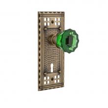 Nostalgic Warehouse 725272 - Nostalgic Warehouse Craftsman Plate with Keyhole Privacy Crystal Emerald Glass Door Knob in Antiqu