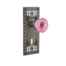 Nostalgic Warehouse 725273 - Nostalgic Warehouse Craftsman Plate with Keyhole Privacy Crystal Pink Glass Door Knob in Antique P