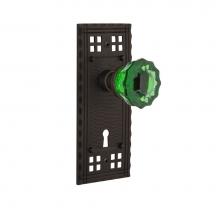 Nostalgic Warehouse 725287 - Nostalgic Warehouse Craftsman Plate with Keyhole Privacy Crystal Emerald Glass Door Knob in Oil-Ru