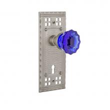 Nostalgic Warehouse 725289 - Nostalgic Warehouse Craftsman Plate with Keyhole Privacy Crystal Cobalt Glass Door Knob in Satin N
