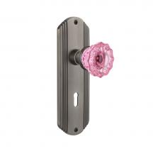 Nostalgic Warehouse 725337 - Nostalgic Warehouse Deco Plate with Keyhole Privacy Crystal Pink Glass Door Knob in Antique Pewter